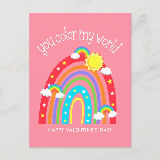 Du färbst meine Welt | Kids Valentine Postkarte (Vorderseite)