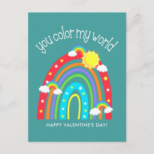 Du färbst meine Welt| Kinder Valentine Postkarte (Vorderseite)