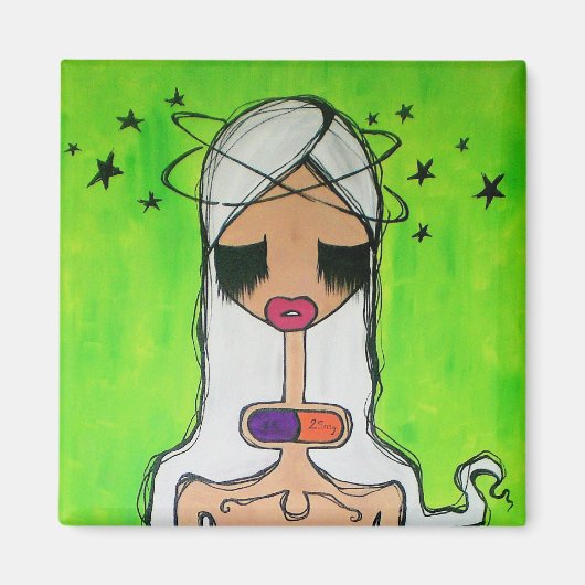 "Du fragst dich jetzt" Square Magnet (Vorne)