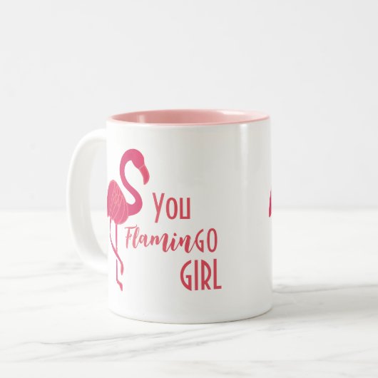 Du gehst Girl Pink Flamingo Zweifarbige Tasse (Vorderseite Links)