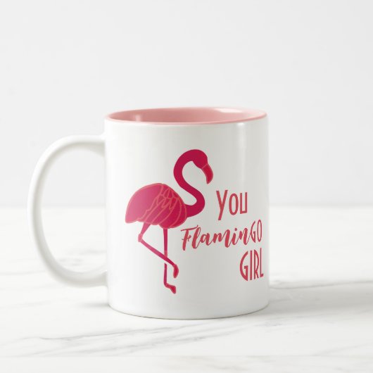 Du gehst Girl Pink Flamingo Zweifarbige Tasse (Links)