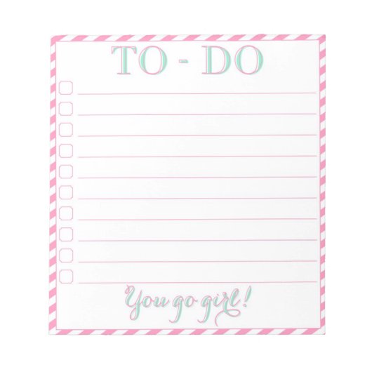 Du gehst Mädchen! Aufgabenliste Notizblock (Vorderseite)