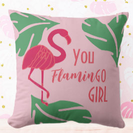 Du gehst zu Girl Tropical Pink Flamingo Kissen