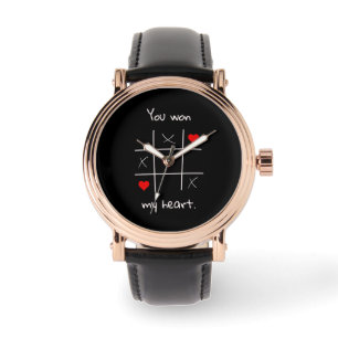 Du gewann mein Herz Tic-Tac-Toe Funny Valentine's Armbanduhr