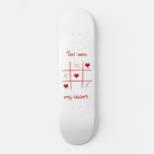 Du gewann mein Herz Tic-Tac-Toe Funny Valentine's Skateboard (Vorderseite)