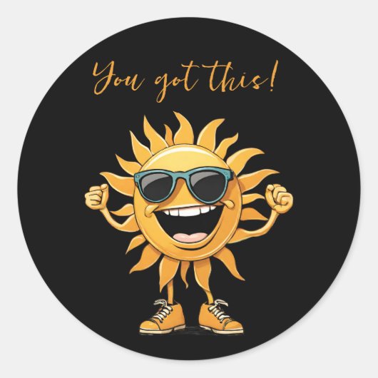 Du Got diese sonnige Sonne mit Sonnenbrille Runder Aufkleber (Vorderseite)