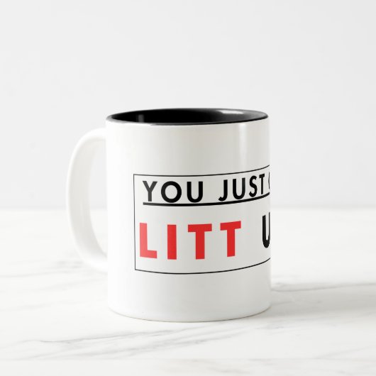 Du Got einfach nur auf! Zweifarbige Tasse (Vorderseite Links)