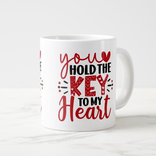 "Du hältst den Schlüssel zu meinem Herzen Jumbo-Tasse (Vorderseite Rechts)