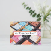 Du hast dir die Hände gewaschen?! Farbige französi Postkarte (Stehend Vorderseite)