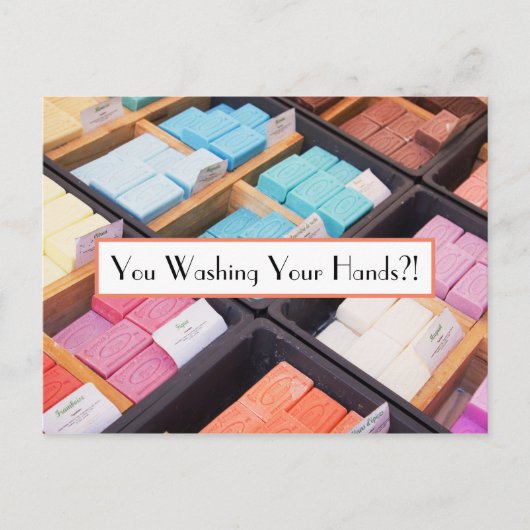 Du hast dir die Hände gewaschen?! Farbige französi Postkarte (Vorderseite)
