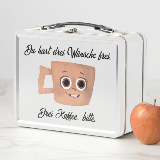 Du hast drei Wünsche frei. Drei Kaffee, bitte. Metall Brotdose (Beispiel)