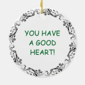 Du hast ein gutes Herz | Funny Artichoke Pun Keramik Ornament (Hinten)