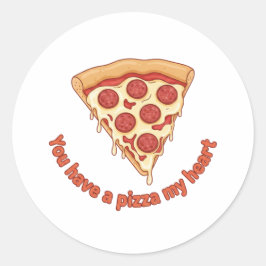 Du Hast Eine Pizza Mein Herz Lustiger Valentinstag Runder Aufkleber