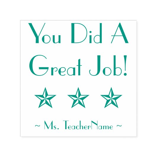 "Du hast eine tolle Arbeit geleistet!" + Name des  Permastempel (Design)