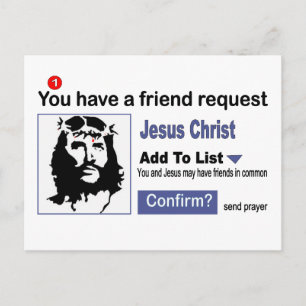 Du hast einen Freundschaftsantrag von Jesus Christ Postkarte