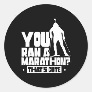 Du hast einen Marathon gemacht, der Niedliche Spor Runder Aufkleber