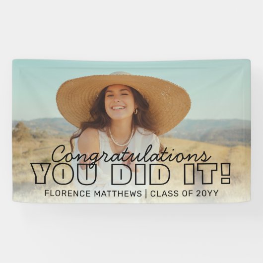 Du hast es getan! Herzlichen Glückwunsch Abschluss Banner (Horizontal)