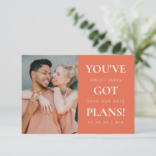 Du hast Funny Wedding Got Save The Date (Stehend Vorderseite)