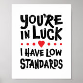 Du hast Glück, dass ich ein Low-Standards-Poster h Poster (Vorne)