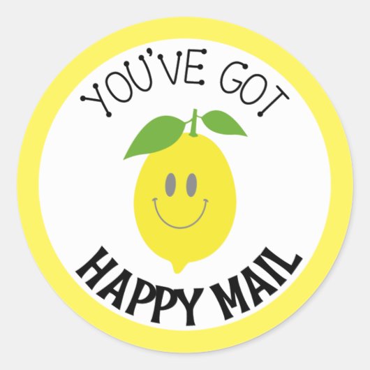 Du hast Happy Mail Lemon Gelben Rundaufkleber Got Runder Aufkleber (Vorderseite)