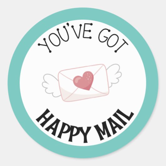 Du hast Happy Mail Round Sticker Türkis Got (Vorderseite)