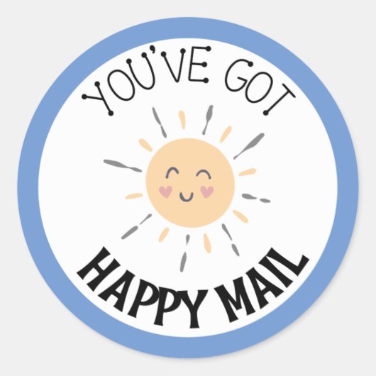 Du hast Happy Mail Sun Smile Sticker rund Got (Vorderseite)