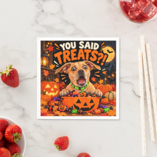 Du hast Leckerlis gesagt?! Lustige Halloween-Hunde Serviette