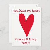 Du hast mein Herz | Gedicht von E.E. Cummings Postkarte (Vorne/Hinten)