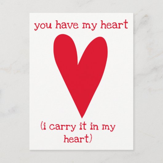 Du hast mein Herz | Gedicht von E.E. Cummings Postkarte (Vorderseite)