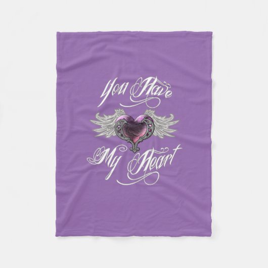 Du hast mein Herz rosa Fleecedecke (Vorderseite)