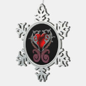 Du hast mein Herz (rot) Schneeflocken Zinn-Ornament (Rechts)