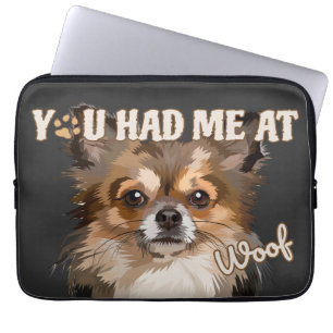 Du hast mich bei Wuff Text-Hundeporträt  Laptopschutzhülle