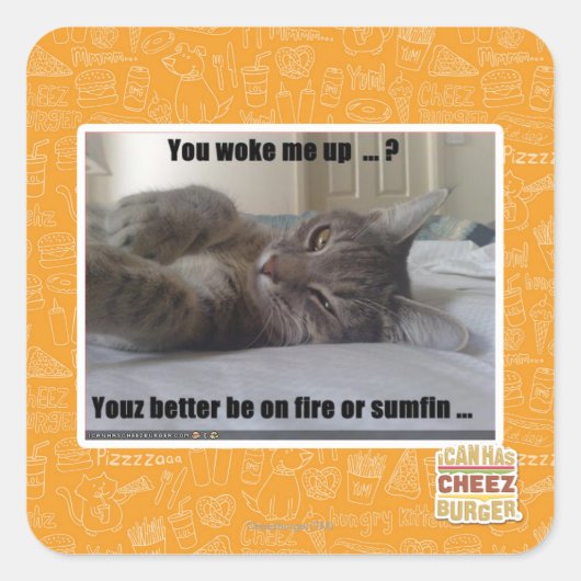Du hast mich geweckt quadratischer aufkleber (Vorderseite)