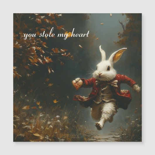 Du hast mir das Herz gestohlen, das Herz-Dieb-Hase Magneteinladung (Vorderseite)