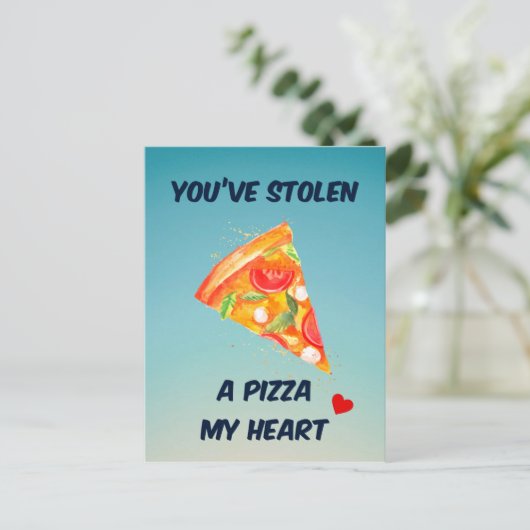 Du hast mir eine Pizza gestohlen | Grußkarte Postkarte (Stehend Vorderseite)