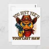 Du hast nur ja deinen letzten Haw, Western Cowboy- Postkarte (Vorne/Hinten)