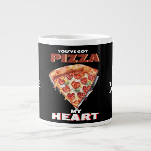 Du hast Pizza mein Herz schwarz Got Jumbo-Tasse