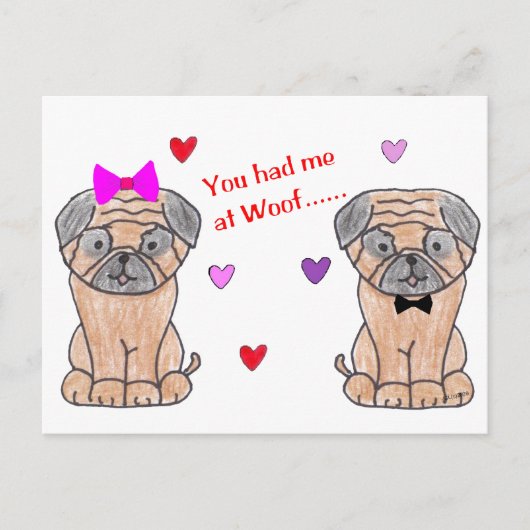 Du hattest mich am Woof Mops Postkarte (Vorderseite)
