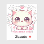 Du hattest mich bei Meow Kawaii Cat Vinyl für Lapt Aufkleber (Blatt)