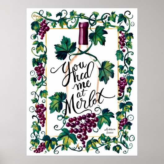 Du hattest mich bei Merlot Red Wine Lover Custom Poster (Vorne)
