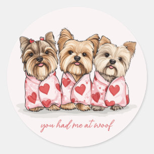 Du hattest mich bei Woof Valentinstag Yorkie Dogs Runder Aufkleber