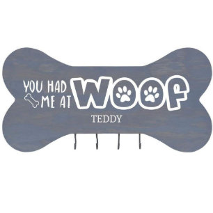 Du hattest mich im Wof Grey Dog Bone Leash Rack