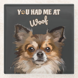 Du hattest mich in Woof   Spitz Hunde Liebhaber Glasuntersetzer