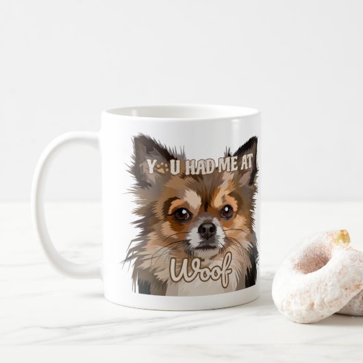 Du hattest mich in Woof | Spitz Hunde Liebhaber Kaffeetasse (Mit Donut)