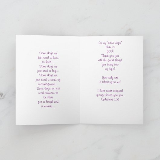 Du hellst mein Leben auf Dankeskarte (Innenseite)