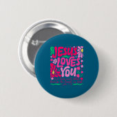 Du Jesus Boho Floral Religiöser Glaube Button (Vorne & Hinten)