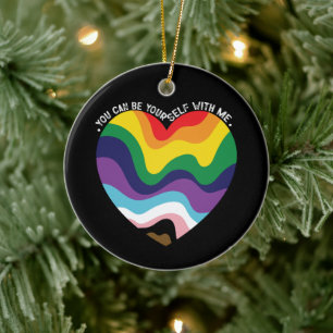Du kannst du selbst bei mir sein LGBT Transgender  Keramik Ornament