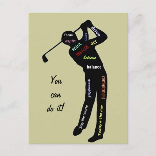 Du kannst es tun! Golf, Sport, Motivierend Worte Postkarte (Vorderseite)