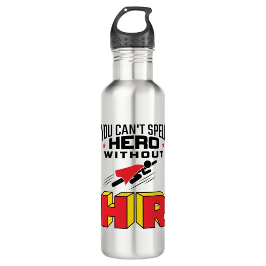 Du kannst Helden nicht ohne HR buchstabieren Edelstahlflasche (Vorderseite)