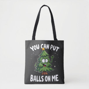 Du kannst mir Bälle auf den sonnigen Weihnachtsbau Tasche